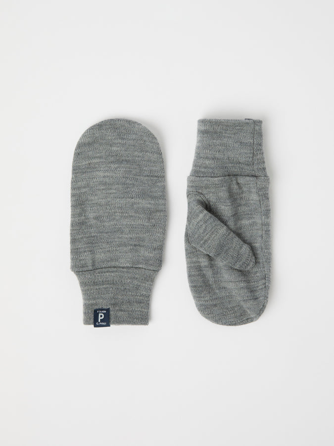 Grey Kids Wool Mitten Liner from the Polarn O. Pyret kidswear collection. Made using ethically sourced materials.