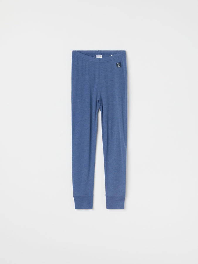 Blue Thermal Merino Kids Leggings from the Polarn O. Pyret kidswear collection. The best ethical kids outerwear.