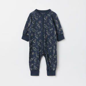 Space Print Baby Sleepsuit from the Polarn O. Pyret baby collection. Ethically produced kids clothing.