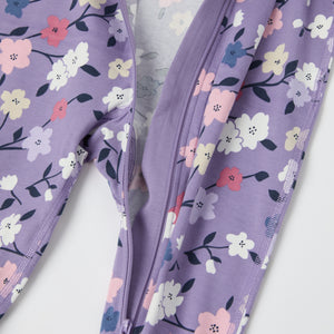 Floral Print Cotton Baby Sleepsuit from the Polarn O. Pyret baby collection. The best ethical kids clothes