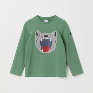 Wolf Print Cotton Kids Top from the Polarn O. Pyret kidswear collection. Ethically produced kids clothing.