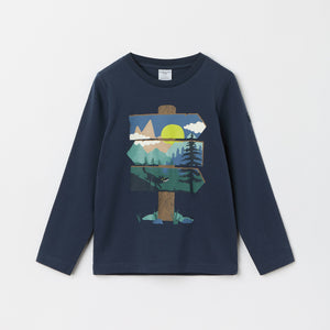 Adventure Print Cotton Kids Top from the Polarn O. Pyret kidswear collection. Clothes made using sustainably sourced materials.