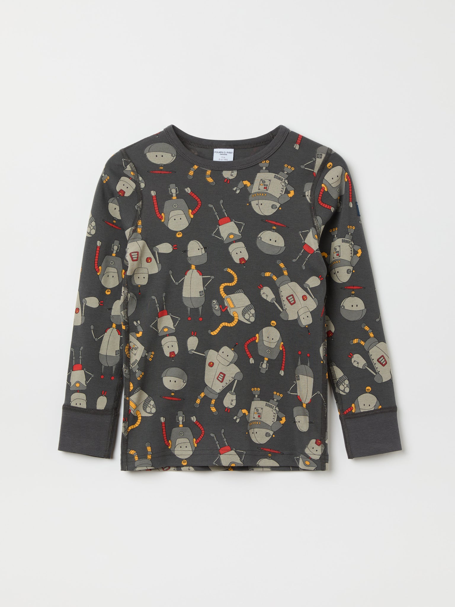 Grey Robot Print Kids Top from the Polarn O. Pyret kidswear collection. The best ethical kids clothes