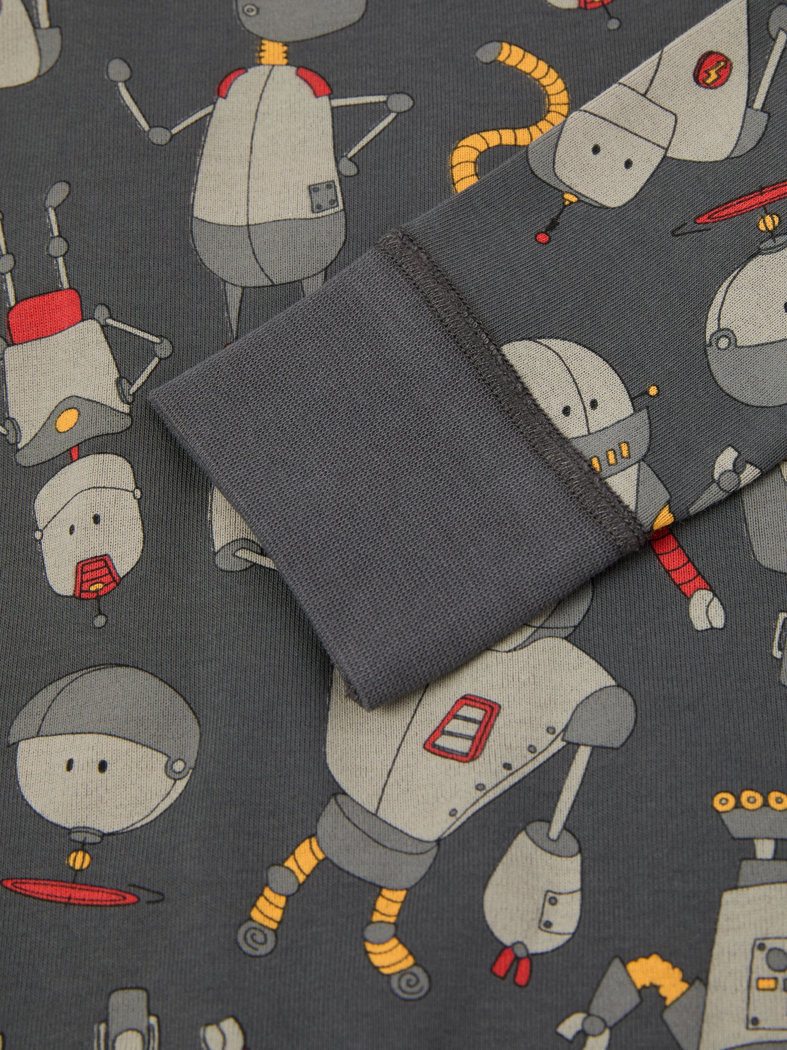 Grey Robot Print Kids Top from the Polarn O. Pyret kidswear collection. The best ethical kids clothes