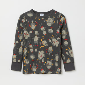 Grey Robot Print Kids Top from the Polarn O. Pyret kidswear collection. The best ethical kids clothes