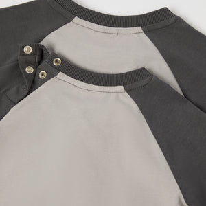 Grey Robot Motif Kids Top from the Polarn O. Pyret kidswear collection. Ethically produced kids clothing.