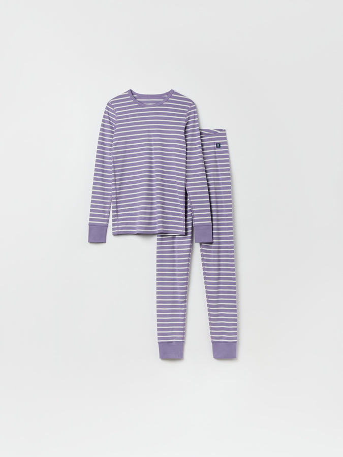 Purple Striped Adult Pyjamas from the Polarn O. Pyret kidswear collection. Nordic kids clothes made from sustainable sources.