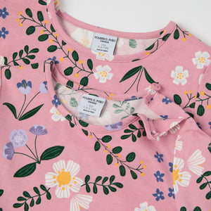 Pink Floral Print Kids Top from the Polarn O. Pyret kidswear collection. Nordic kids clothes made from sustainable sources.