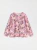 Pink Floral Print Kids Top from the Polarn O. Pyret kidswear collection. Nordic kids clothes made from sustainable sources.