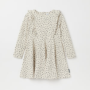 Organic Cotton Polka Dot Print Kids Dress from the Polarn O. Pyret kidswear collection. Ethically produced kids clothing.