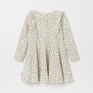 Organic Cotton Polka Dot Print Kids Dress from the Polarn O. Pyret kidswear collection. Ethically produced kids clothing.