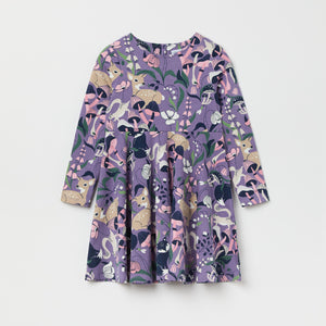 Purple Floral Print Kids Dress from the Polarn O. Pyret kidswear collection. Clothes made using sustainably sourced materials.