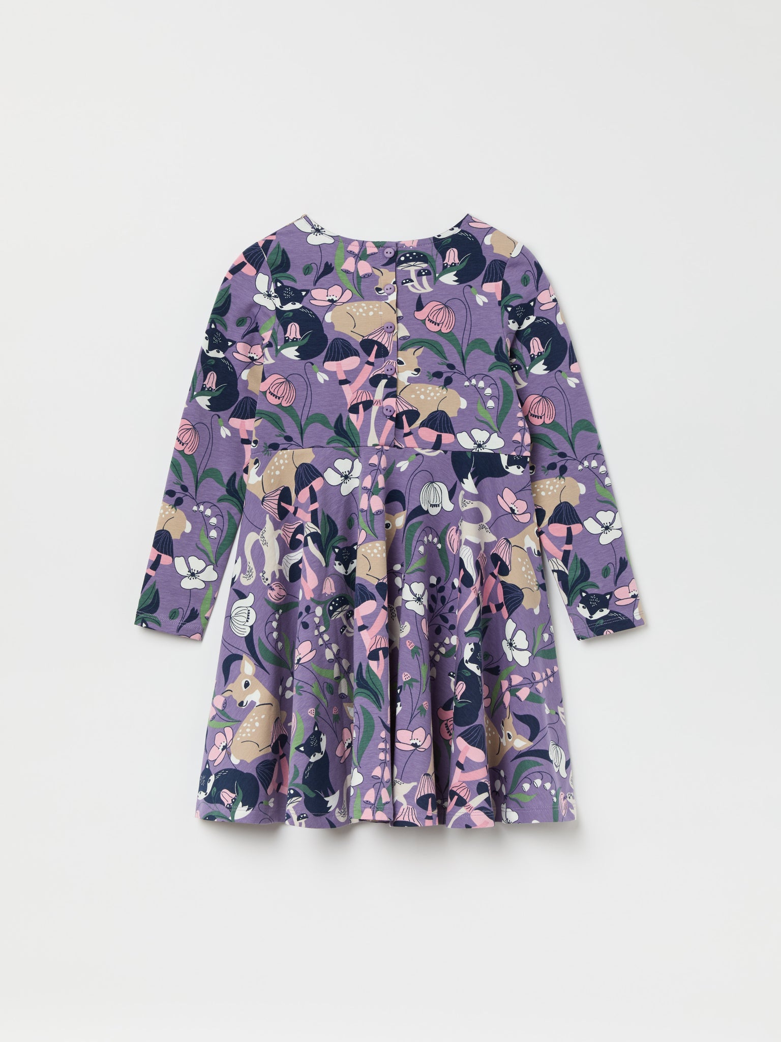 Purple Floral Print Kids Dress from the Polarn O. Pyret kidswear collection. Clothes made using sustainably sourced materials.