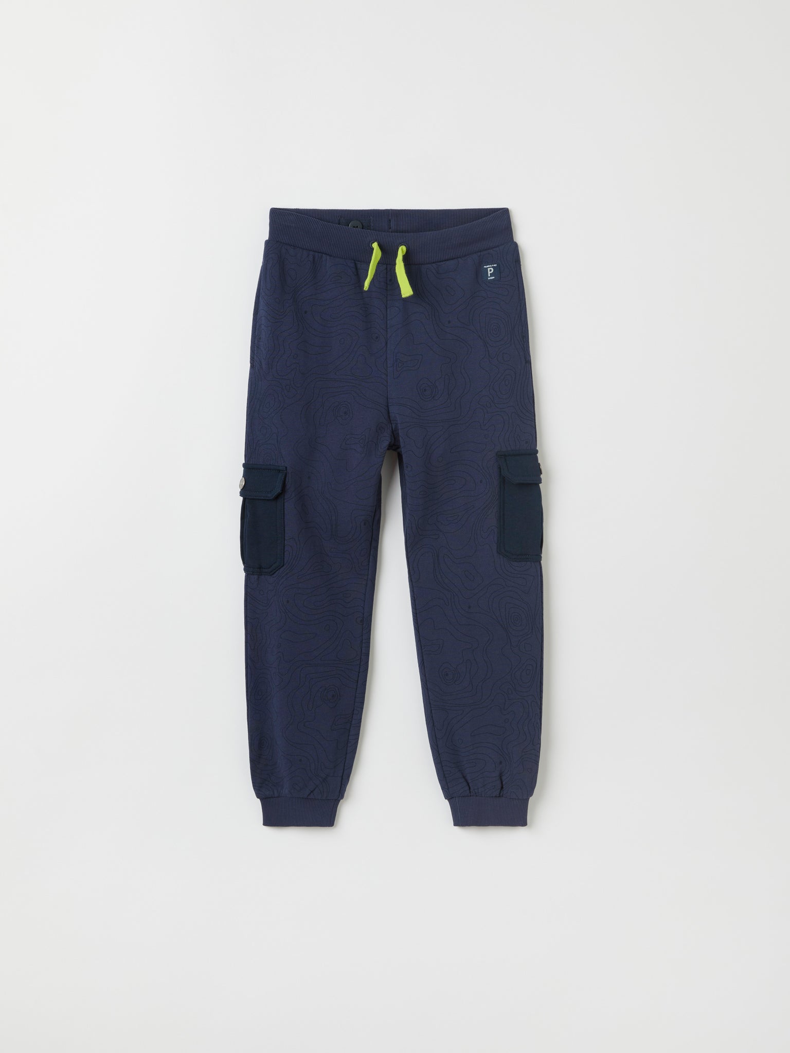 Navy Kids Cargo Joggers from the Polarn O. Pyret kidswear collection. Clothes made using sustainably sourced materials.