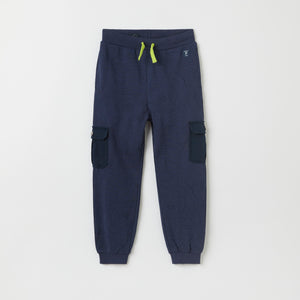 Navy Kids Cargo Joggers from the Polarn O. Pyret kidswear collection. Clothes made using sustainably sourced materials.