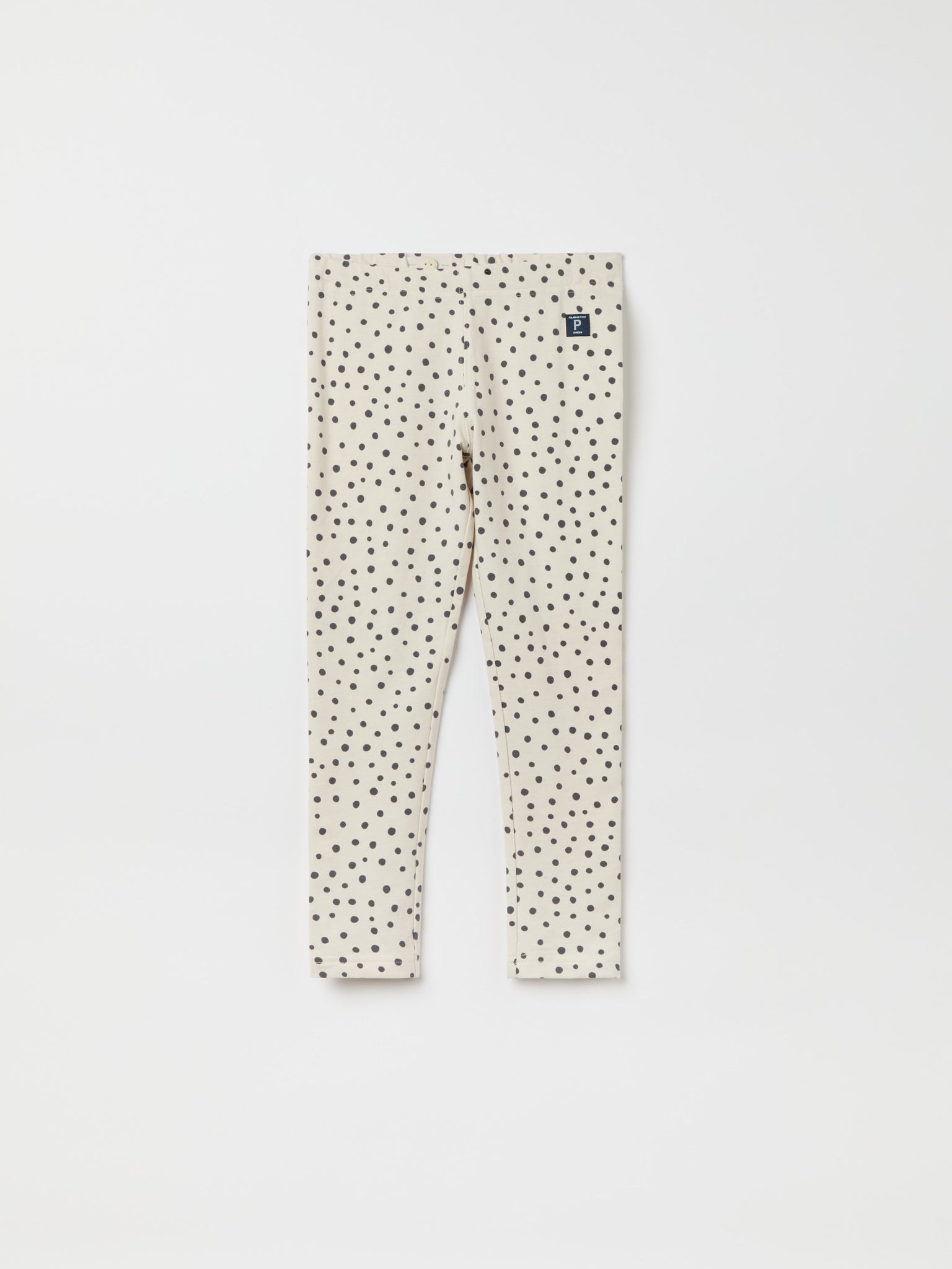 Polka Dot Print Kids Leggings from the Polarn O. Pyret kidswear collection. Ethically produced kids clothing.