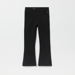 Black Kids Flared Joggers from the Polarn O. Pyret kidswear collection. Clothes made using sustainably sourced materials.