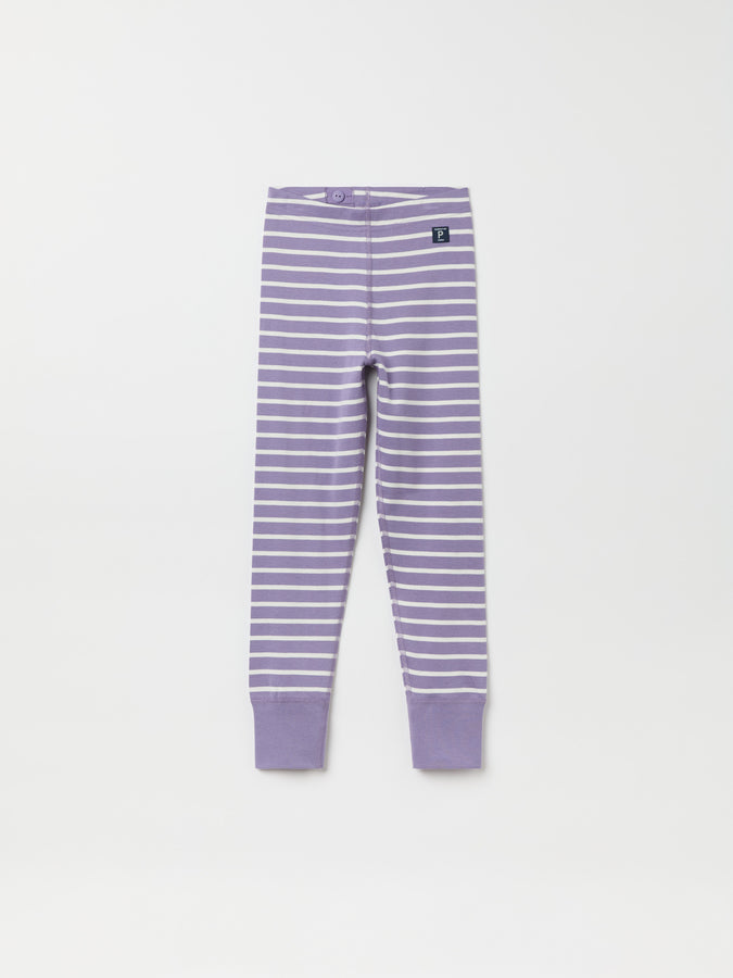 Purple Striped Kids Leggings from the Polarn O. Pyret kidswear collection. Nordic kids clothes made from sustainable sources.