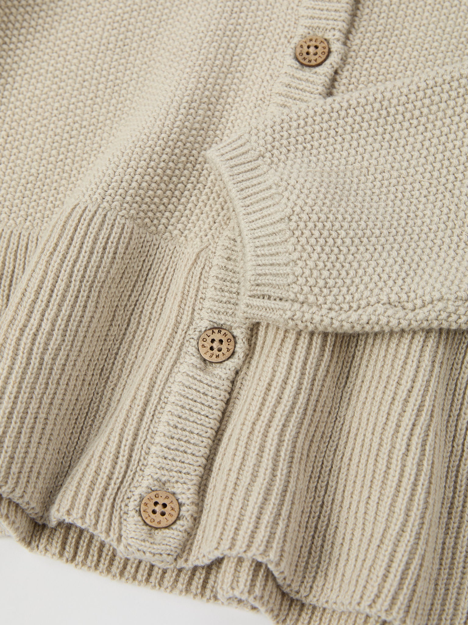 Beige Frilled Cotton Kids Cardigan from the Polarn O. Pyret kidswear collection. The best ethical kids clothes