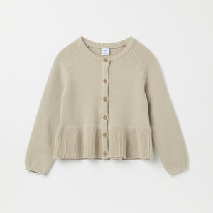 Beige Frilled Cotton Kids Cardigan from the Polarn O. Pyret kidswear collection. The best ethical kids clothes