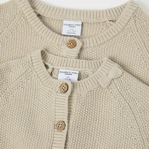 Beige Frilled Cotton Kids Cardigan from the Polarn O. Pyret kidswear collection. The best ethical kids clothes