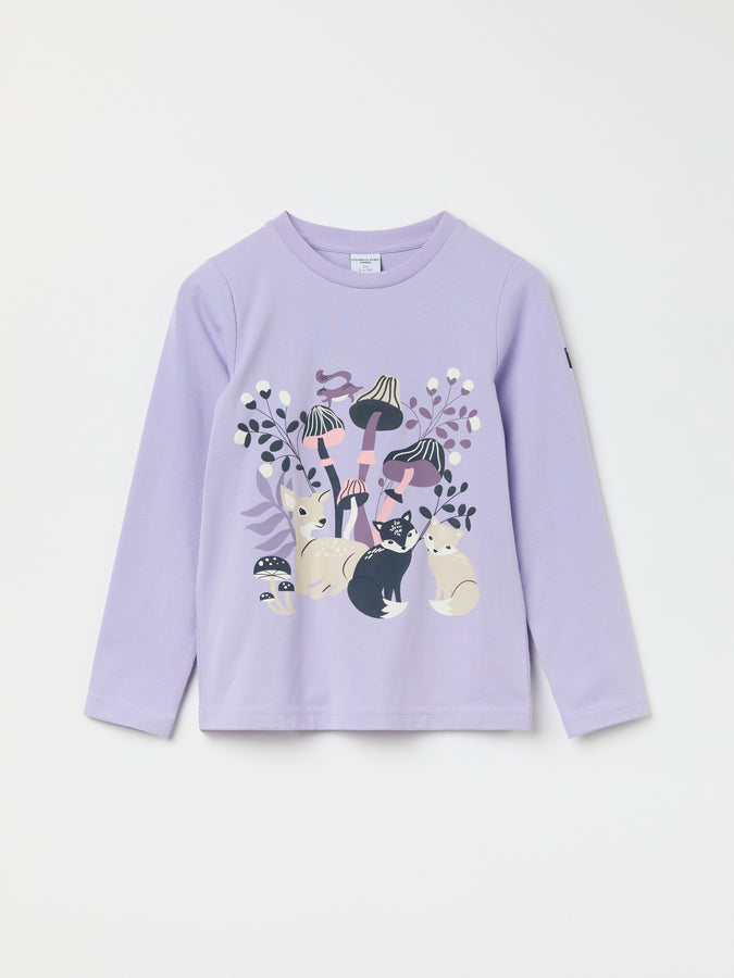 Purple Floral Print Kids Top from the Polarn O. Pyret kidswear collection. Clothes made using sustainably sourced materials.