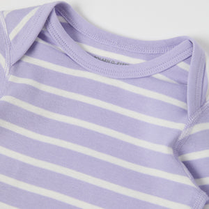 Purple Striped Babygrow from the Polarn O. Pyret baby collection. Clothes made using sustainably sourced materials.