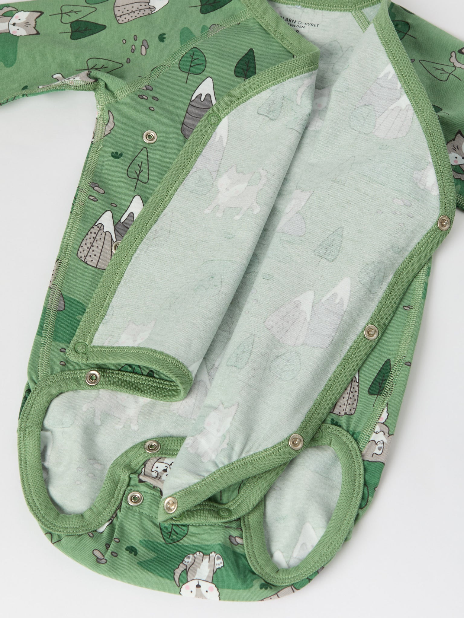 Mountain Fox Print Wraparound Babygrow from the Polarn O. Pyret baby collection. The best ethical kids clothes