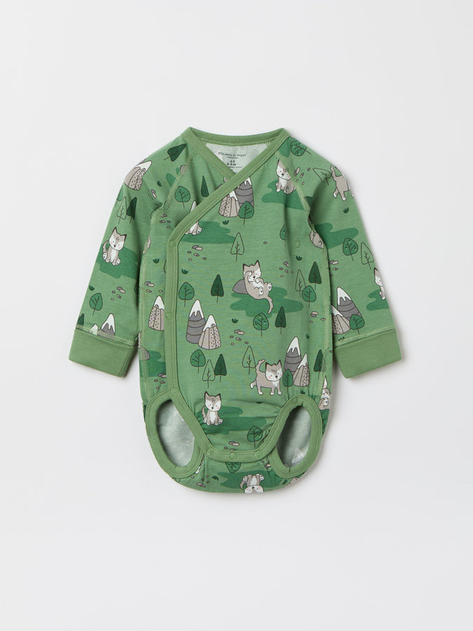 Mountain Fox Print Wraparound Babygrow from the Polarn O. Pyret baby collection. The best ethical kids clothes