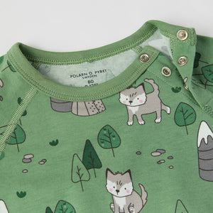 Mountain Fox Print Babygrow from the Polarn O. Pyret baby collection. Nordic kids clothes made from sustainable sources.