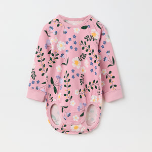 Floral Print Organic Babygrow from the Polarn O. Pyret baby collection. Clothes made using sustainably sourced materials.