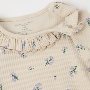 Ribbed Floral Print Organic Babygrow from the Polarn O. Pyret baby collection. Nordic kids clothes made from sustainable sources.