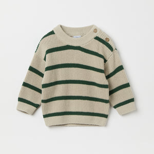 Green Striped Baby Jumper from the Polarn O. Pyret baby collection. Clothes made using sustainably sourced materials.