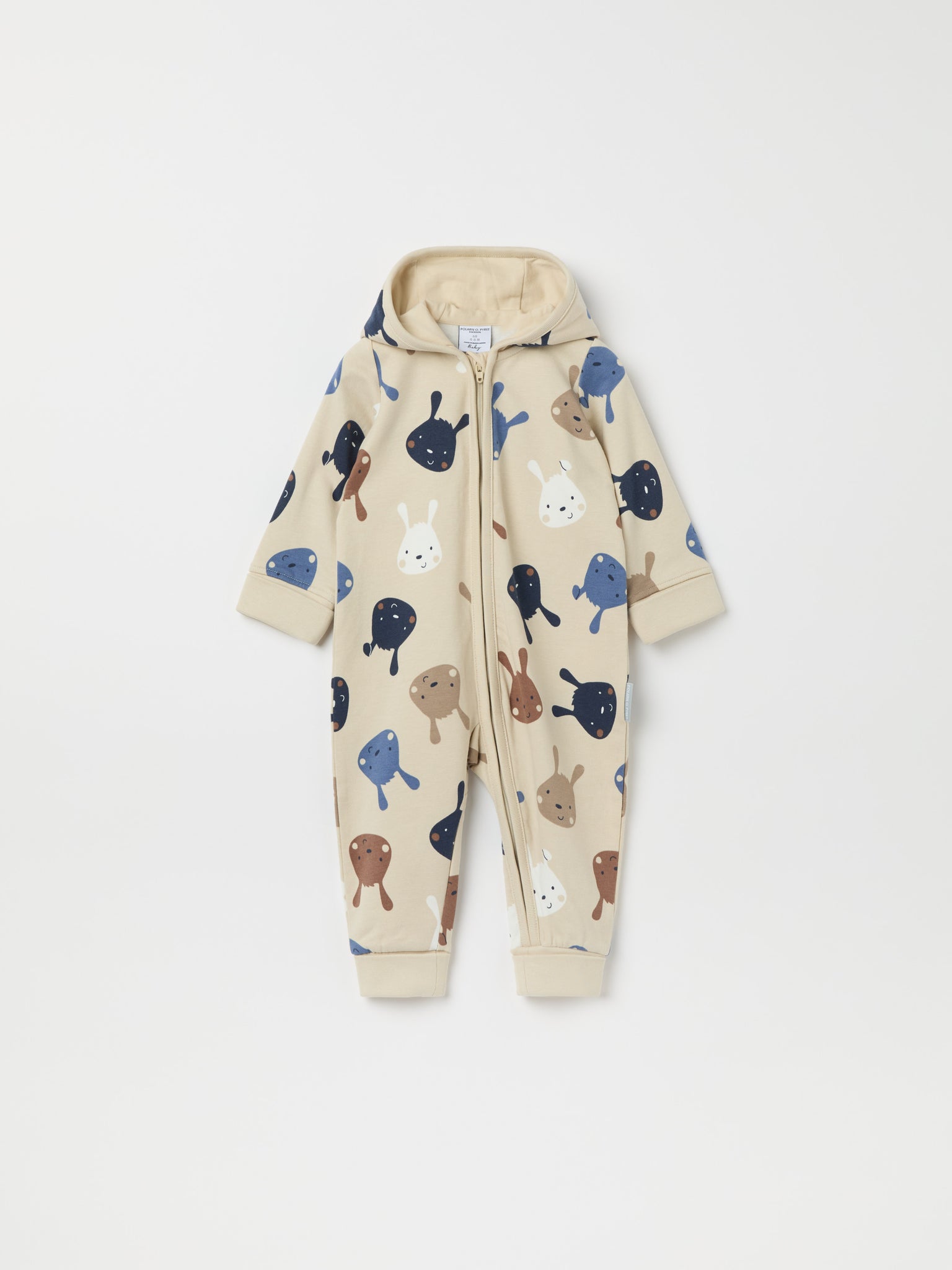 Bunny Print Baby All-in-one from the Polarn O. Pyret baby collection. Ethically produced kids clothing.