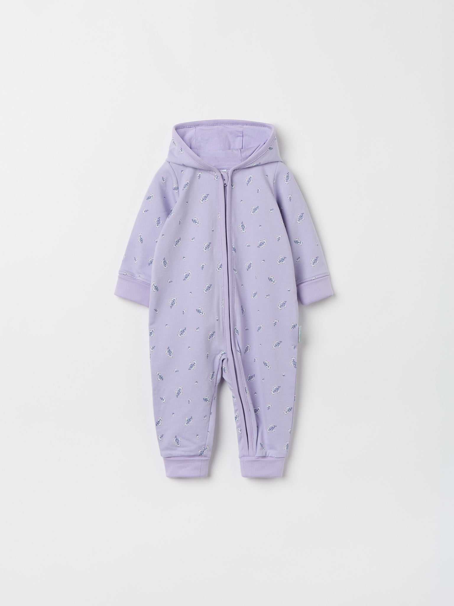 Purple Floral Print Baby All-in-one from the Polarn O. Pyret baby collection. The best ethical kids clothes