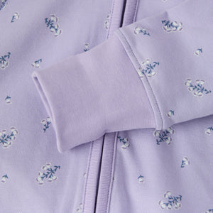 Purple Floral Print Baby All-in-one from the Polarn O. Pyret baby collection. The best ethical kids clothes