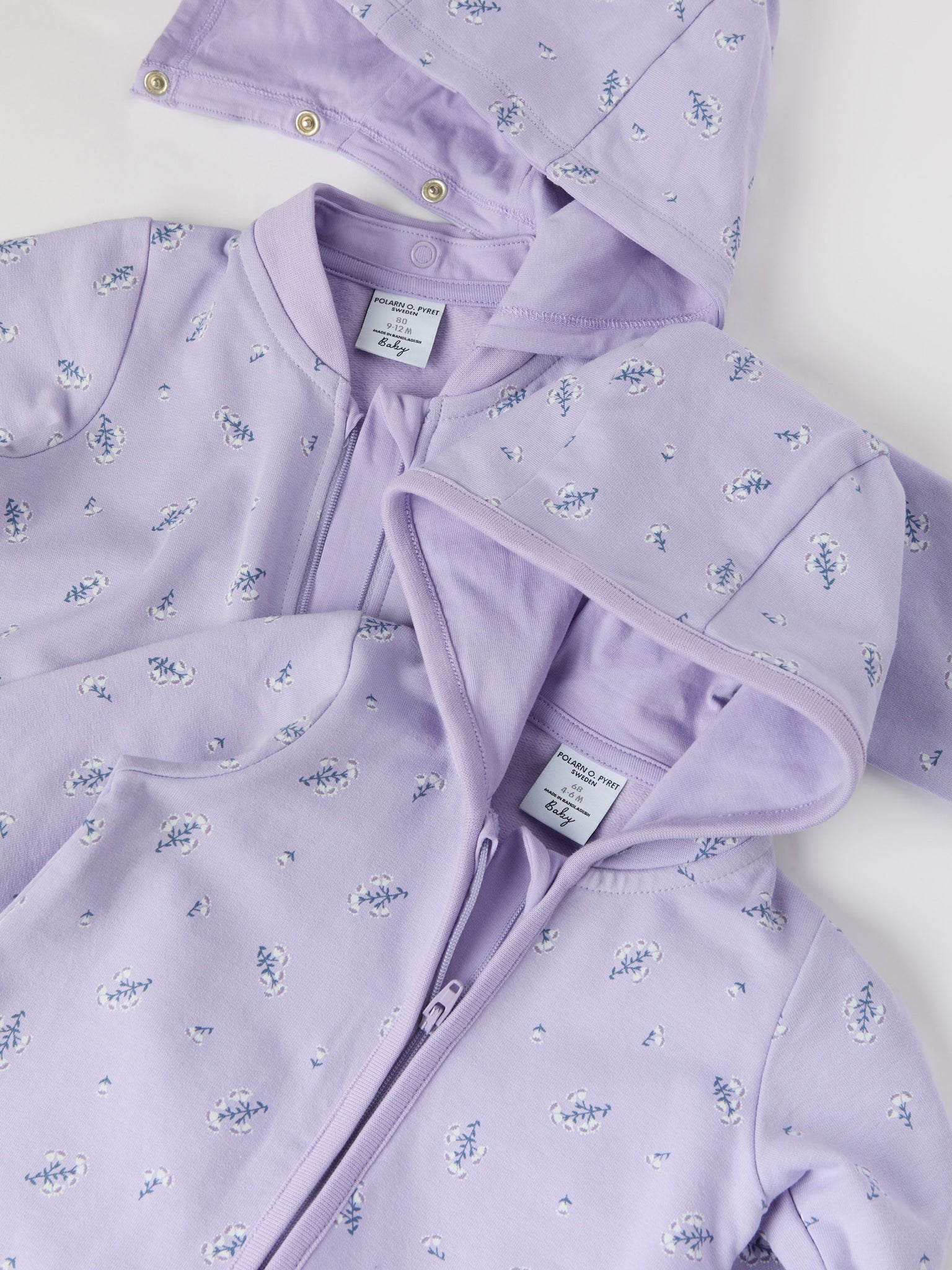 Purple Floral Print Baby All-in-one from the Polarn O. Pyret baby collection. The best ethical kids clothes