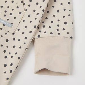 Polka Dot Print Organic Baby All-in-one from the Polarn O. Pyret baby collection. Nordic kids clothes made from sustainable sources.