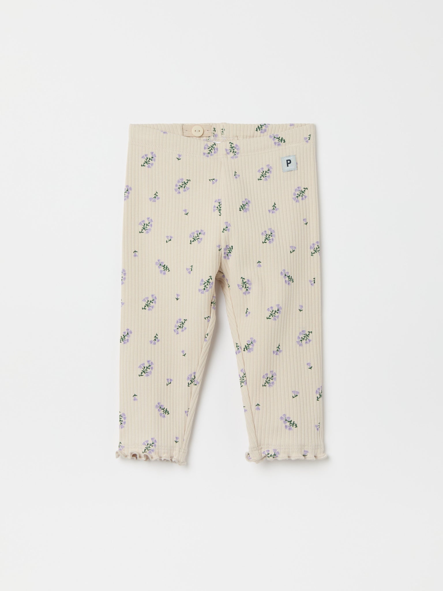 Ribbed Floral Print Baby Leggings from the Polarn O. Pyret baby collection. Clothes made using sustainably sourced materials.