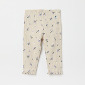 Ribbed Floral Print Baby Leggings from the Polarn O. Pyret baby collection. Clothes made using sustainably sourced materials.