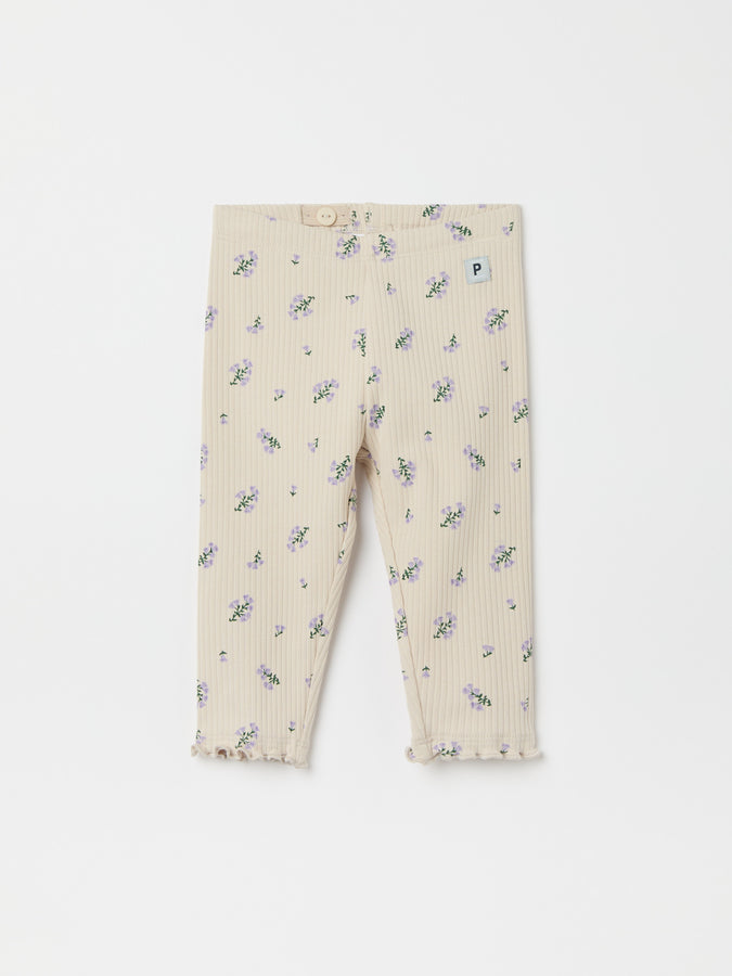 Ribbed Floral Print Baby Leggings from the Polarn O. Pyret baby collection. Clothes made using sustainably sourced materials.