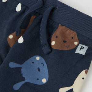 Navy Bunny Print Baby Joggers from the Polarn O. Pyret baby collection. Ethically produced kids clothing.