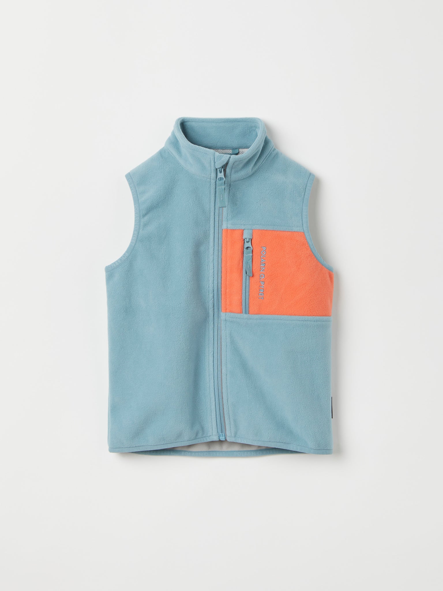 Blue Recycled Fleece Gillet from the Polarn O. Pyret kidswear collection. Made using ethically sourced materials.