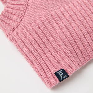 Pink Kids Knitted Balacalava from the Polarn O. Pyret kidswear collection. The best ethical kids outerwear.