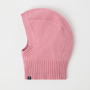 Pink Kids Knitted Balacalava from the Polarn O. Pyret kidswear collection. The best ethical kids outerwear.