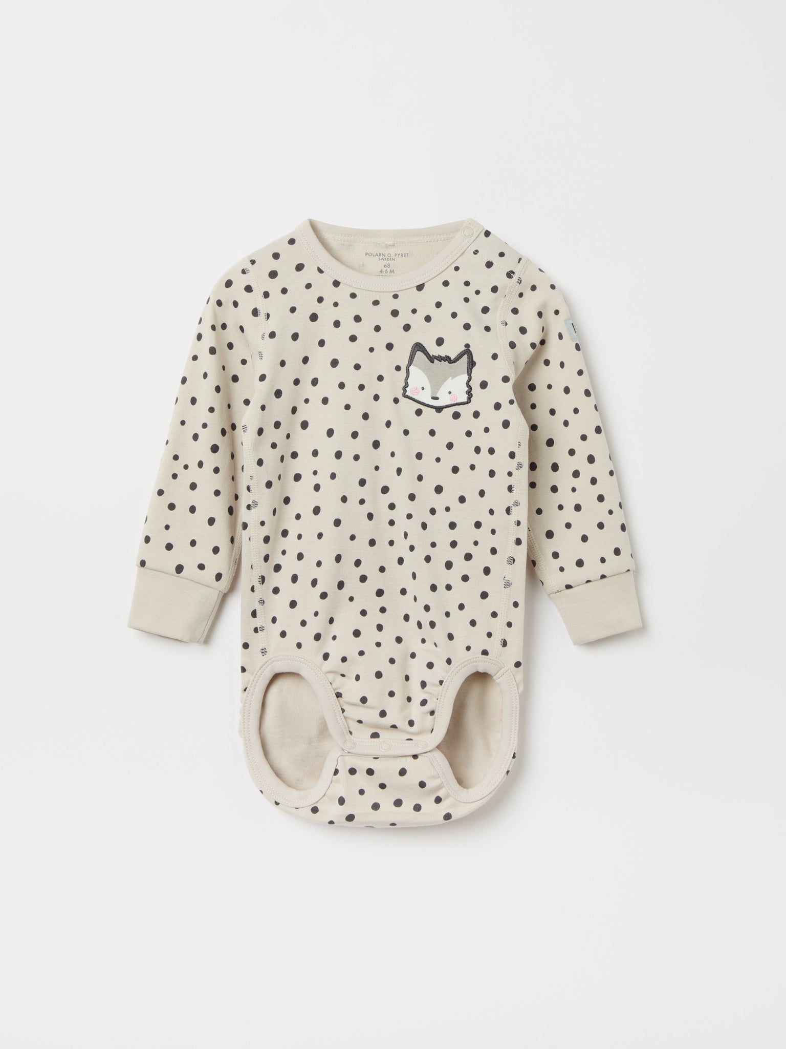 Ribbed Fox Appliqué Organic Babygrow from the Polarn O. Pyret baby collection. The best ethical kids clothes