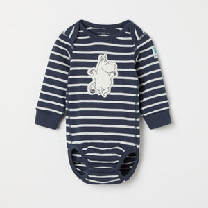 Striped Moomin Appliqué Babygrow from the Polarn O. Pyret baby collection. Nordic kids clothes made from sustainable sources.