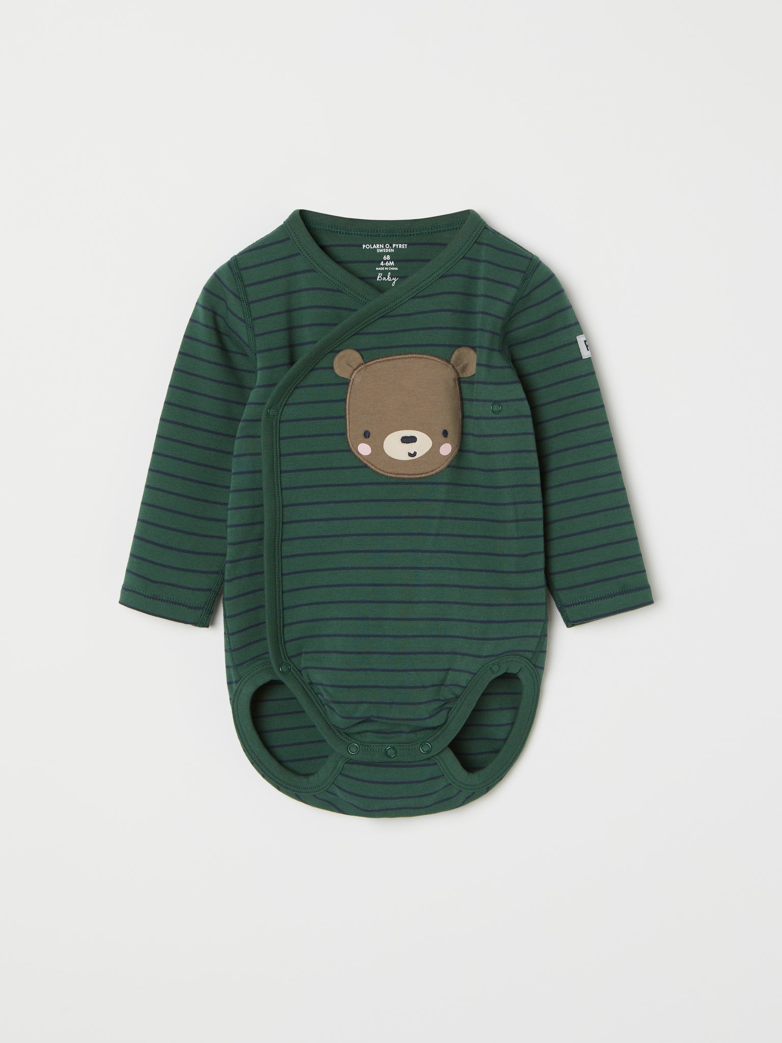 Striped Moomin Appliqué Babygrow from the Polarn O. Pyret baby collection. Ethically produced kids clothing.