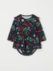 Floral Print Babygrow Dress from the Polarn O. Pyret baby collection. Clothes made using sustainably sourced materials.