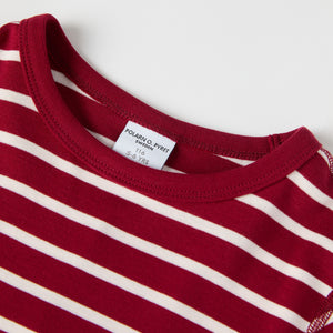 Organic Cotton Red Striped Kids Top from the Polarn O. Pyret kidswear collection. Ethically produced kids clothing.